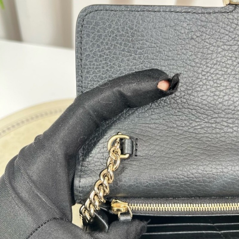 GUCCI古馳 黑色woc風琴包 雙G單肩斜挎包 內裡乾淨 容量剛好 十分美麗-20