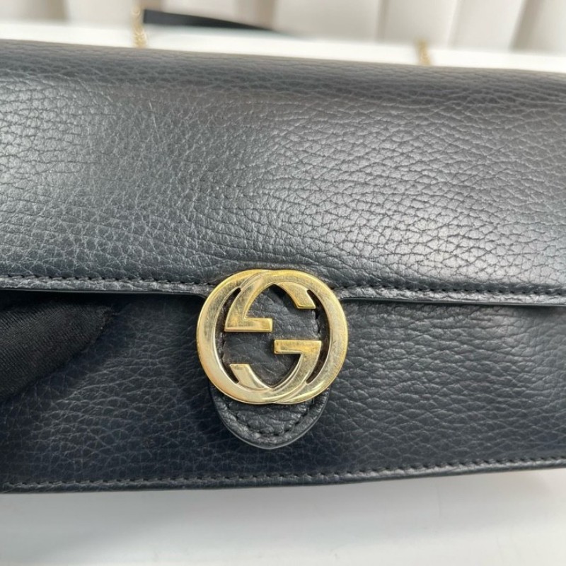 GUCCI古馳 黑色woc風琴包 雙G單肩斜挎包 內裡乾淨 容量剛好 十分美麗-24