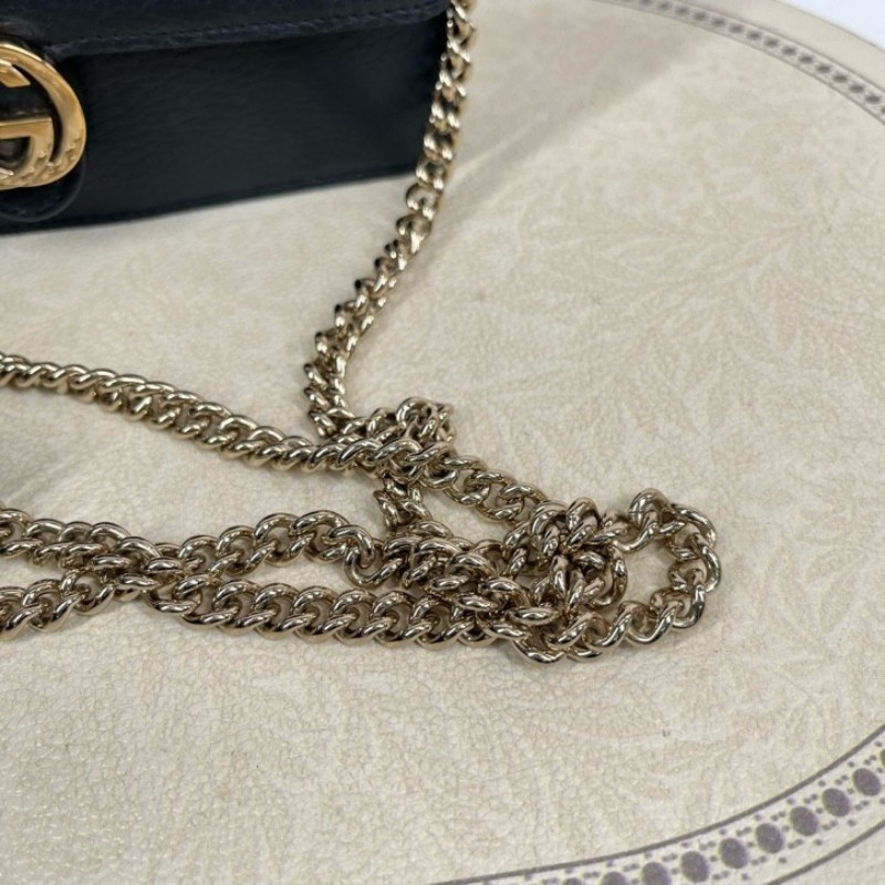 GUCCI古馳 黑色woc風琴包 雙G單肩斜挎包 內裡乾淨 容量剛好 十分美麗-27