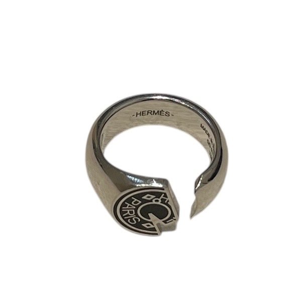 HERMES 愛馬仕 CARROUSE 戒指 925純銀 黑色 56號-4