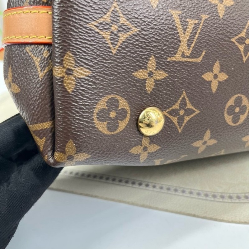 LV路易威登 24年全套 芯片款 Carryall PM小號子母包 經典老花滿印購物袋 塗層帆布拼牛皮飾邊 手提單肩包托特包 女款 棕色-10