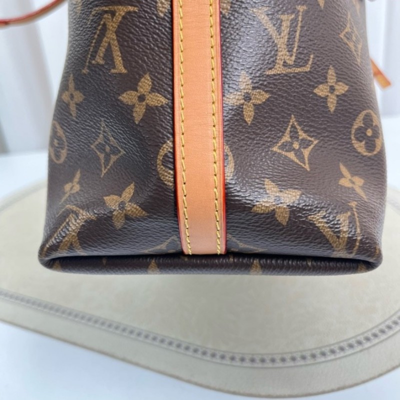 LV路易威登 24年全套 芯片款 Carryall PM小號子母包 經典老花滿印購物袋 塗層帆布拼牛皮飾邊 手提單肩包托特包 女款 棕色-14