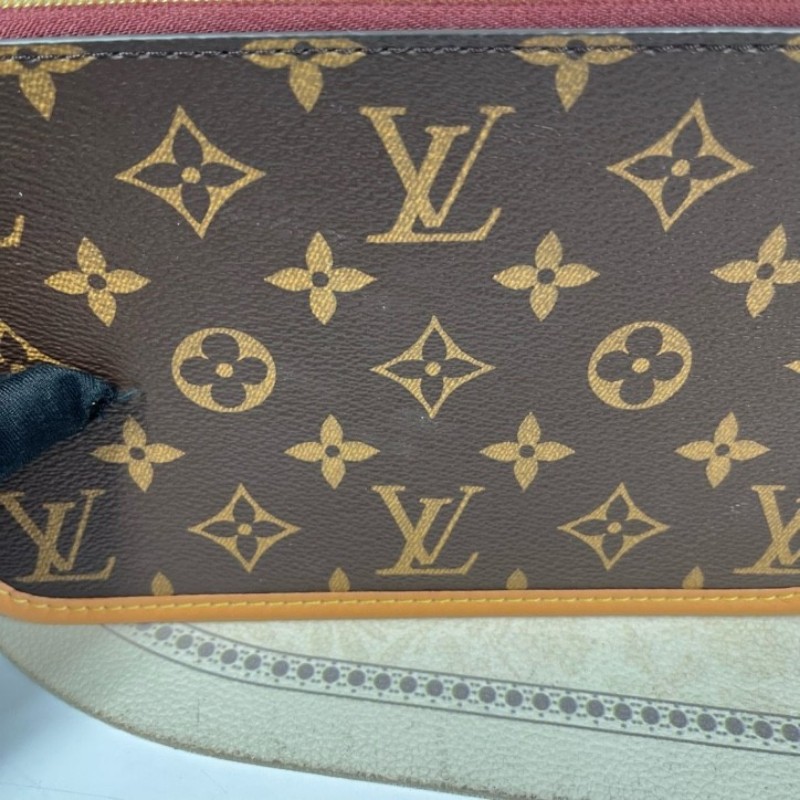 LV路易威登 24年全套 芯片款 Carryall PM小號子母包 經典老花滿印購物袋 塗層帆布拼牛皮飾邊 手提單肩包托特包 女款 棕色-15