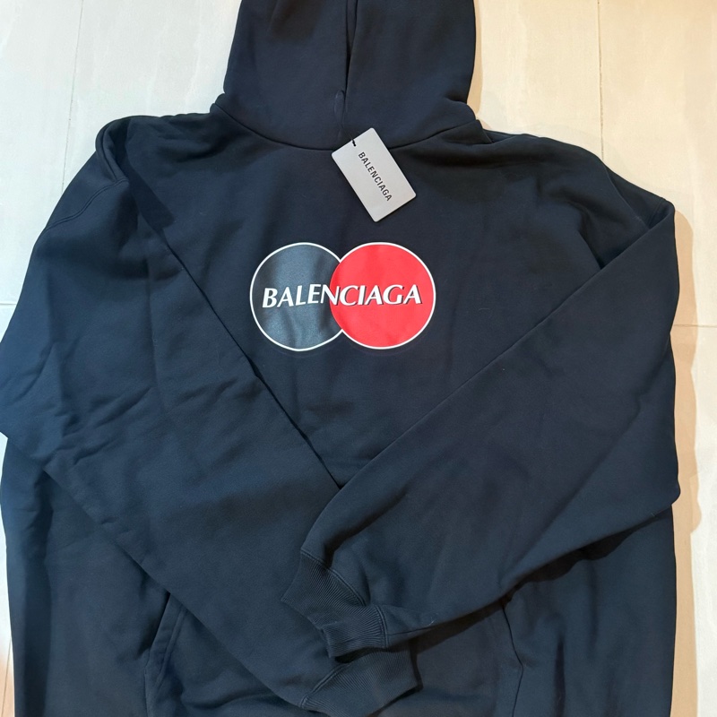 Balenciaga 圓形Logo黑色連帽衫 XS-0