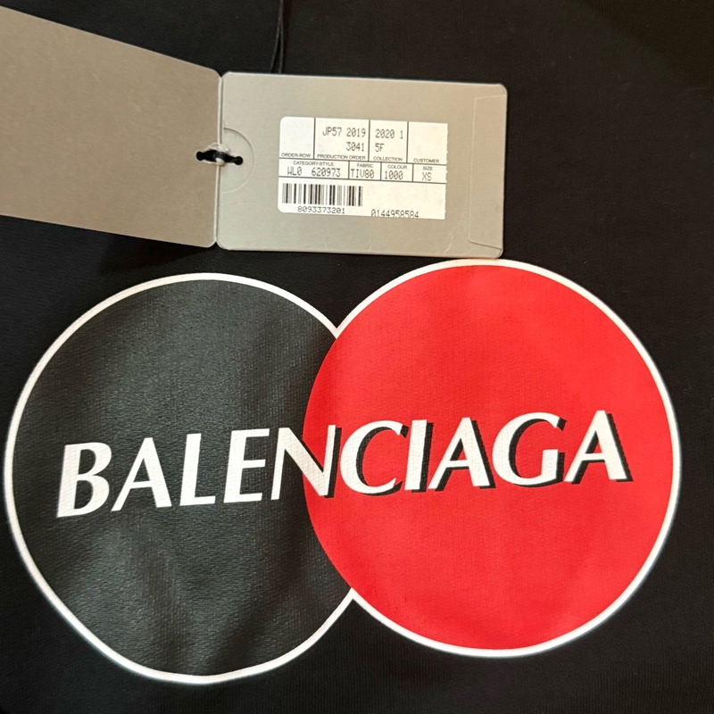 Balenciaga 圓形Logo黑色連帽衫 XS-1