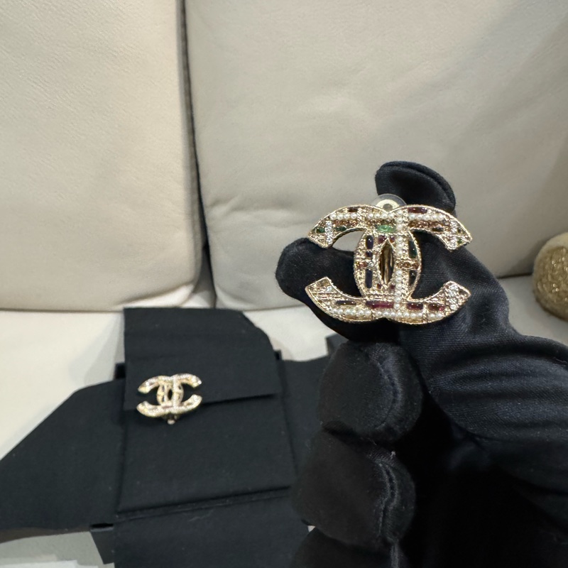 Chanel 香奈兒 毛呢風金色耳夾/全新閒置美品-2