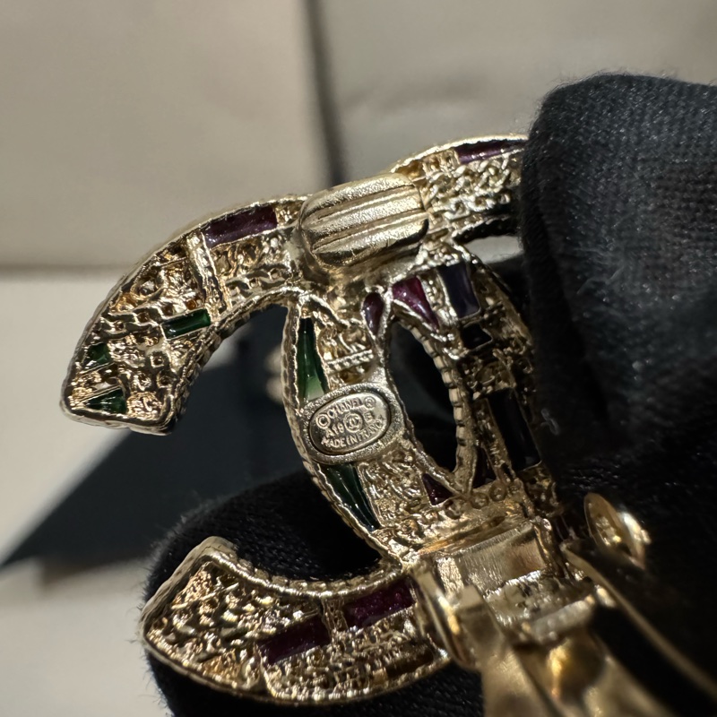 Chanel 香奈兒 毛呢風金色耳夾/全新閒置美品-4