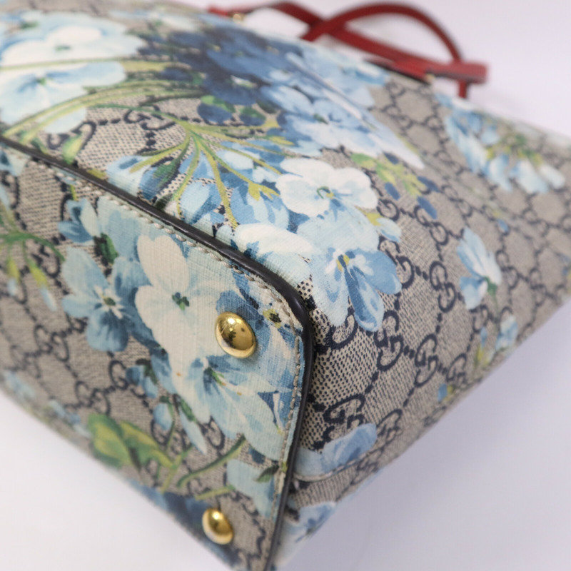 GUCCI 塗層帆布GG Supreme Blooms Tote Bag金扣手挽袋-9