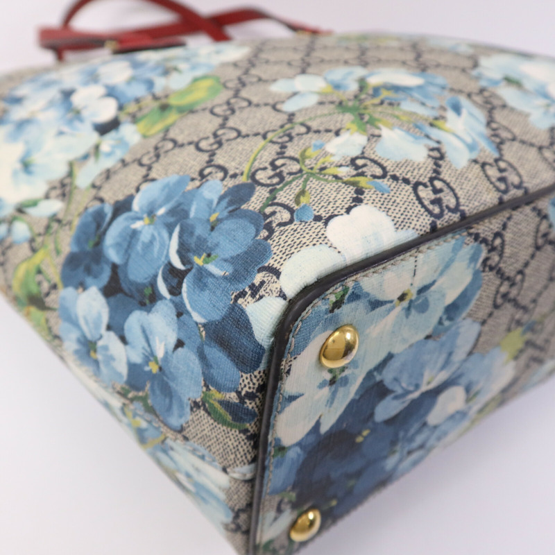 GUCCI 塗層帆布GG Supreme Blooms Tote Bag金扣手挽袋-10