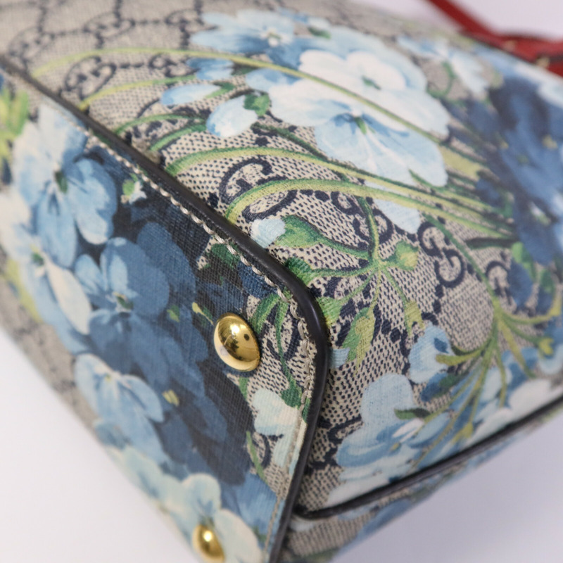 GUCCI 塗層帆布GG Supreme Blooms Tote Bag金扣手挽袋-11
