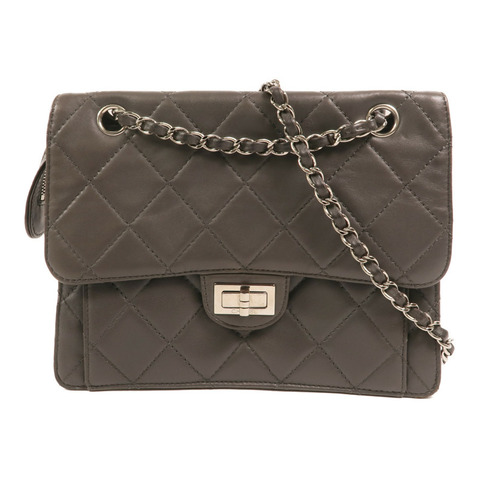 CHANEL 羊皮皮革Chain Shoulder銀扣鏈帶肩背袋