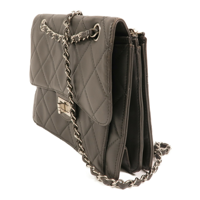 CHANEL 羊皮皮革Chain Shoulder銀扣鏈帶肩背袋-2