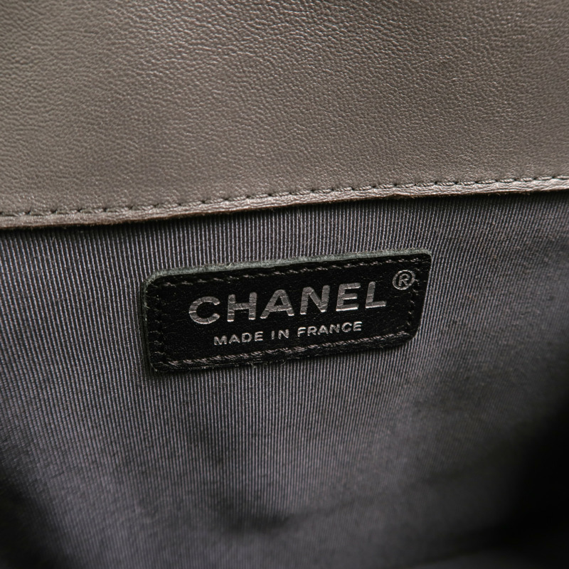 CHANEL 羊皮皮革Chain Shoulder銀扣鏈帶肩背袋-5