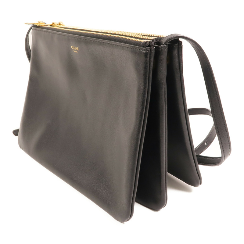 CELINE 牛皮皮革Trio金扣肩背袋-2