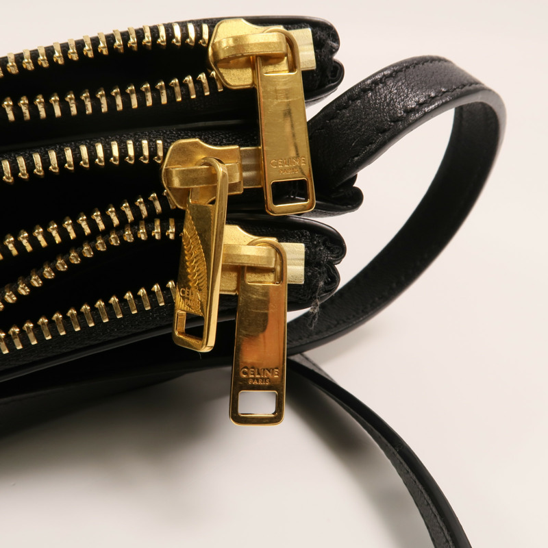 CELINE 牛皮皮革Trio金扣肩背袋-8