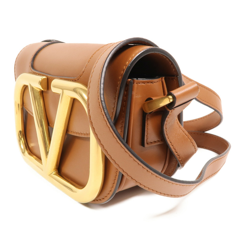 Valentino 牛皮皮革Super V金扣肩背袋-2