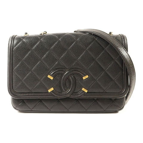 CHANEL 牛皮皮革Chain Shoulder金扣鏈帶肩背袋