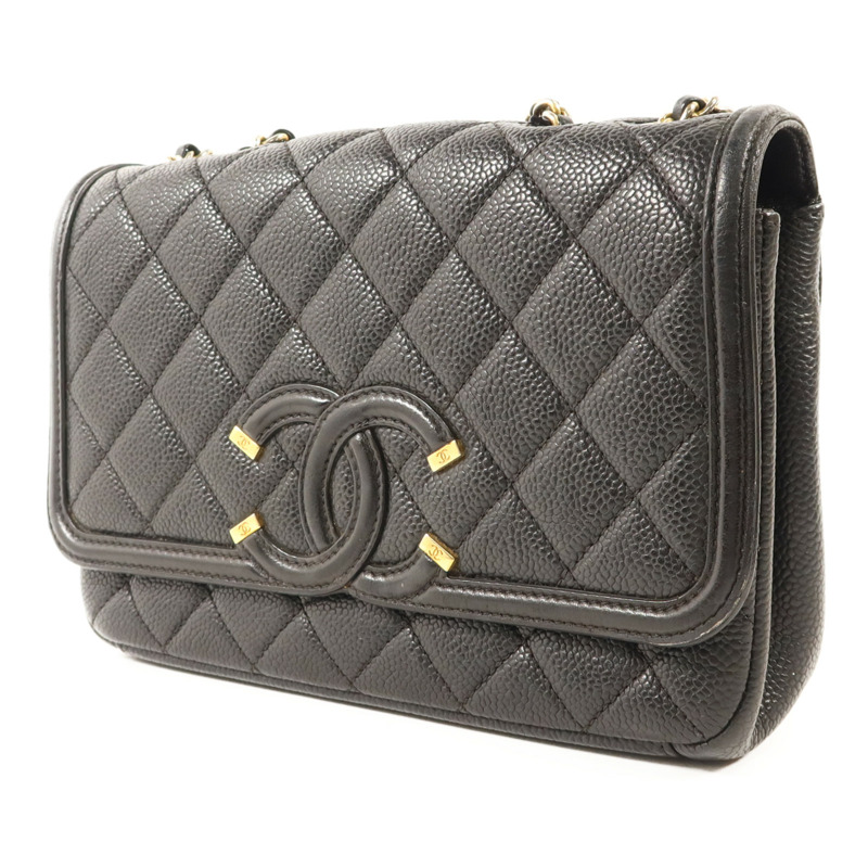 CHANEL 牛皮皮革Chain Shoulder金扣鏈帶肩背袋-2