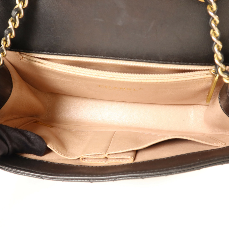 CHANEL 牛皮皮革Chain Shoulder金扣鏈帶肩背袋-4