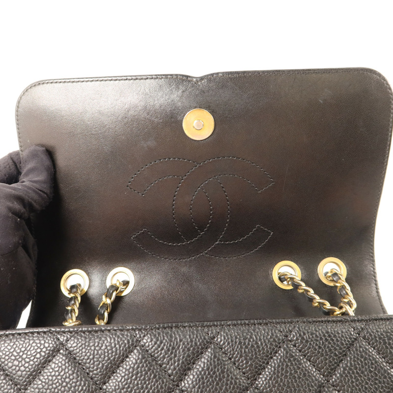 CHANEL 牛皮皮革Chain Shoulder金扣鏈帶肩背袋-10