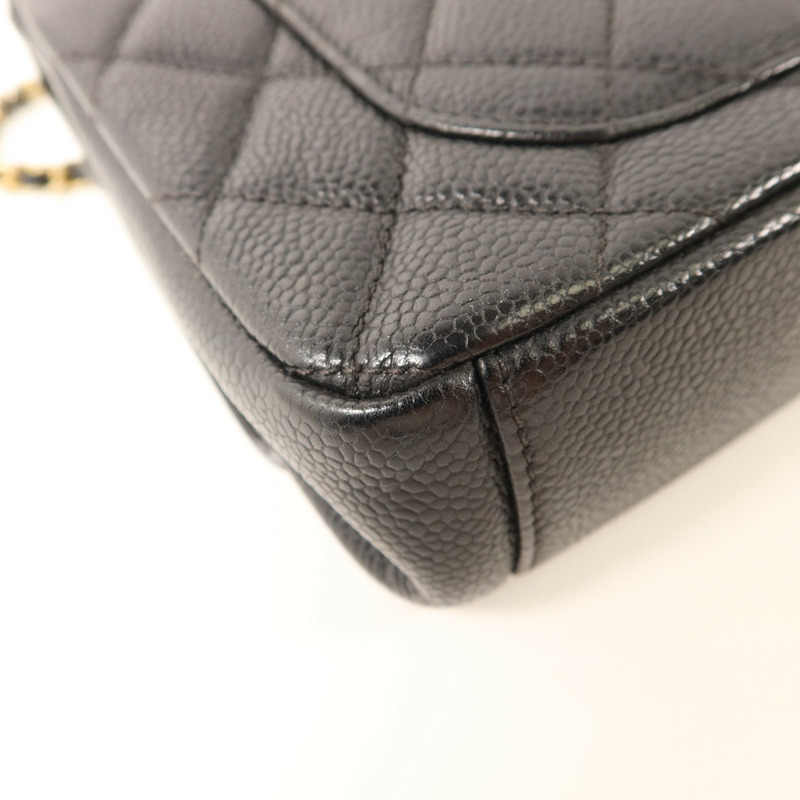 CHANEL 牛皮皮革Chain Shoulder金扣鏈帶肩背袋-14