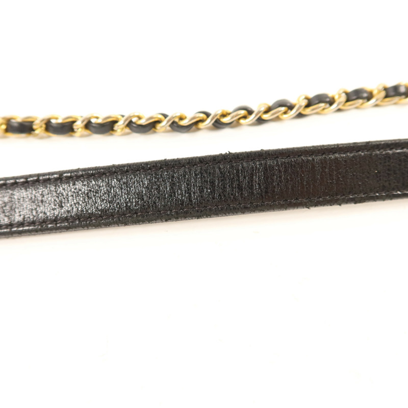 CHANEL 牛皮皮革Chain Shoulder金扣鏈帶肩背袋-17