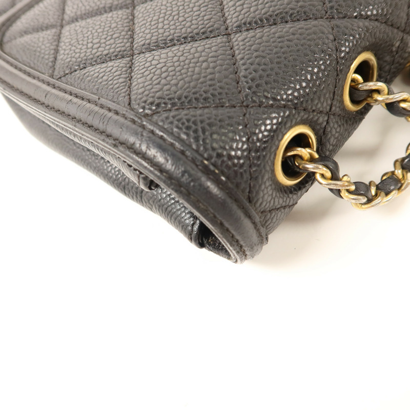 CHANEL 牛皮皮革Chain Shoulder金扣鏈帶肩背袋-18