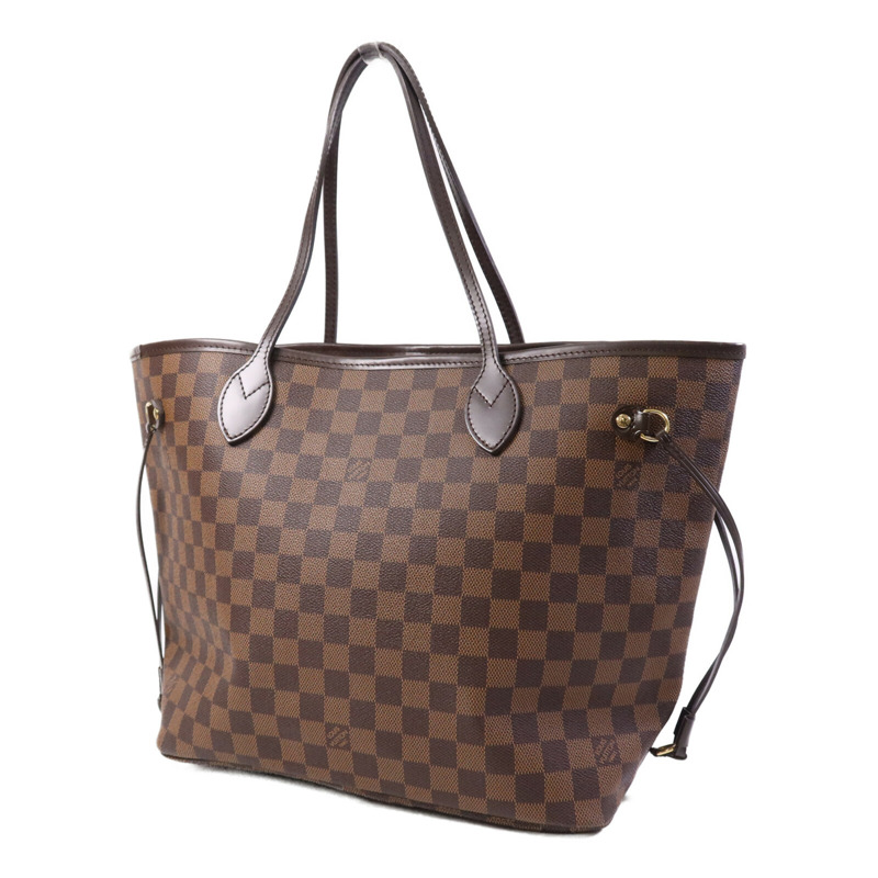 LOUIS VUITTON Damier Neverfull MM金扣手挽袋-2