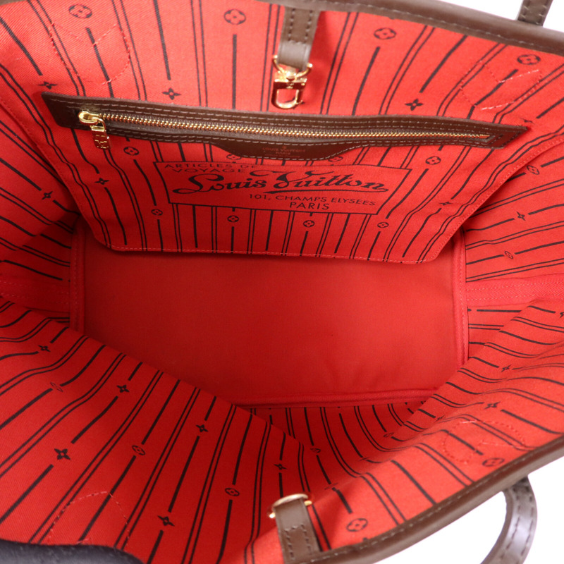 LOUIS VUITTON Damier Neverfull MM金扣手挽袋-4