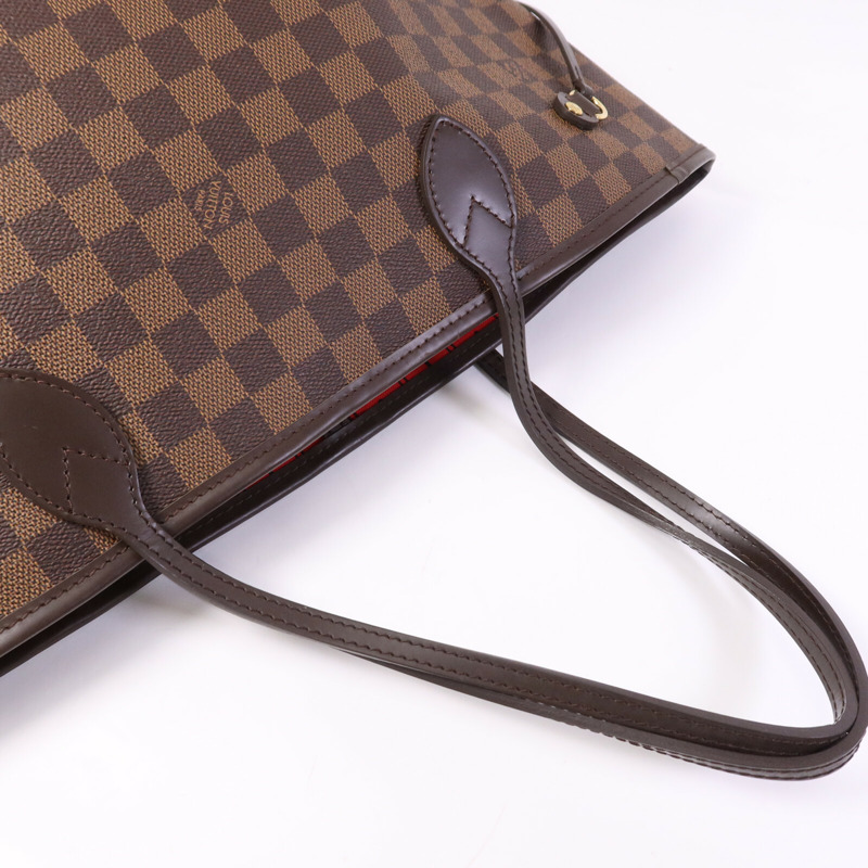 LOUIS VUITTON Damier Neverfull MM金扣手挽袋-8