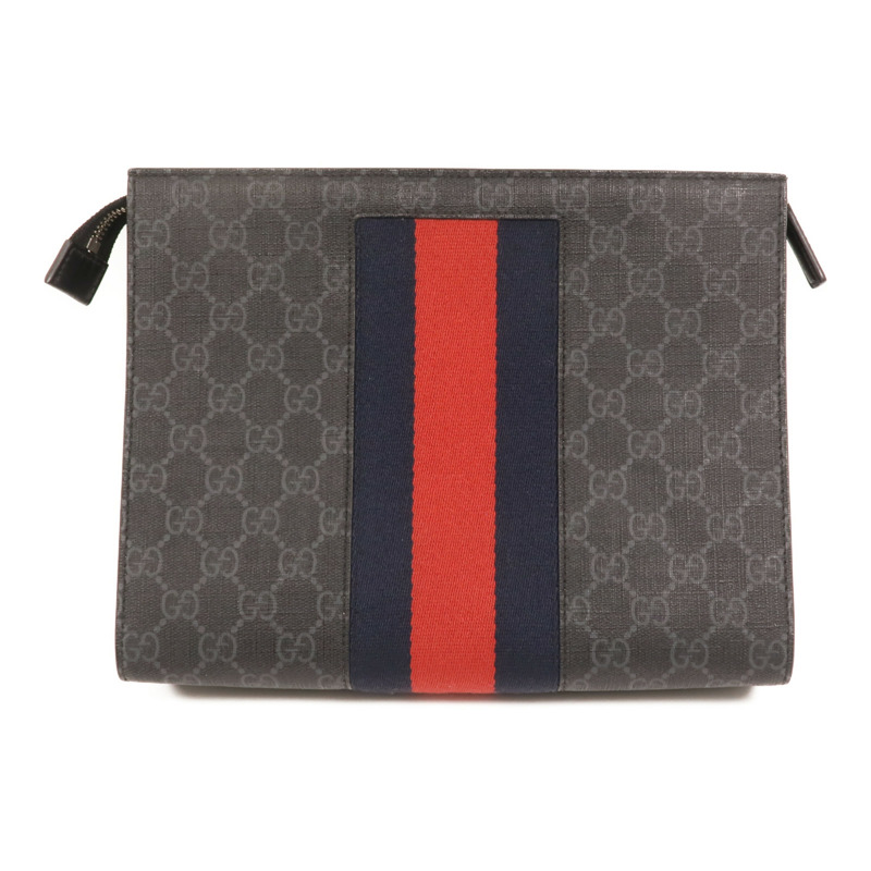 GUCCI GG帆布GG Supreme Web Pouch銀扣手拿包-1