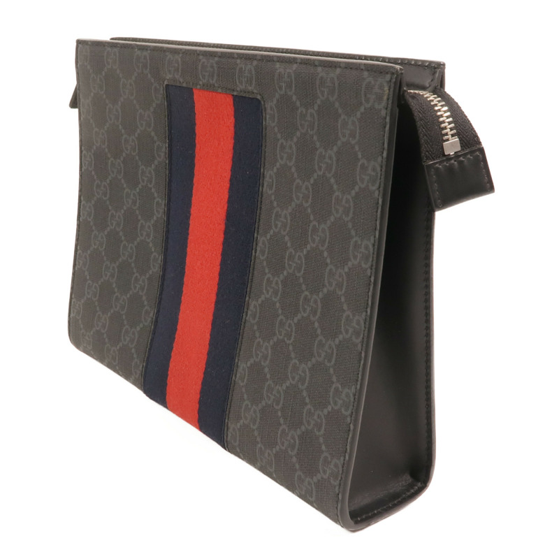 GUCCI GG帆布GG Supreme Web Pouch銀扣手拿包-2