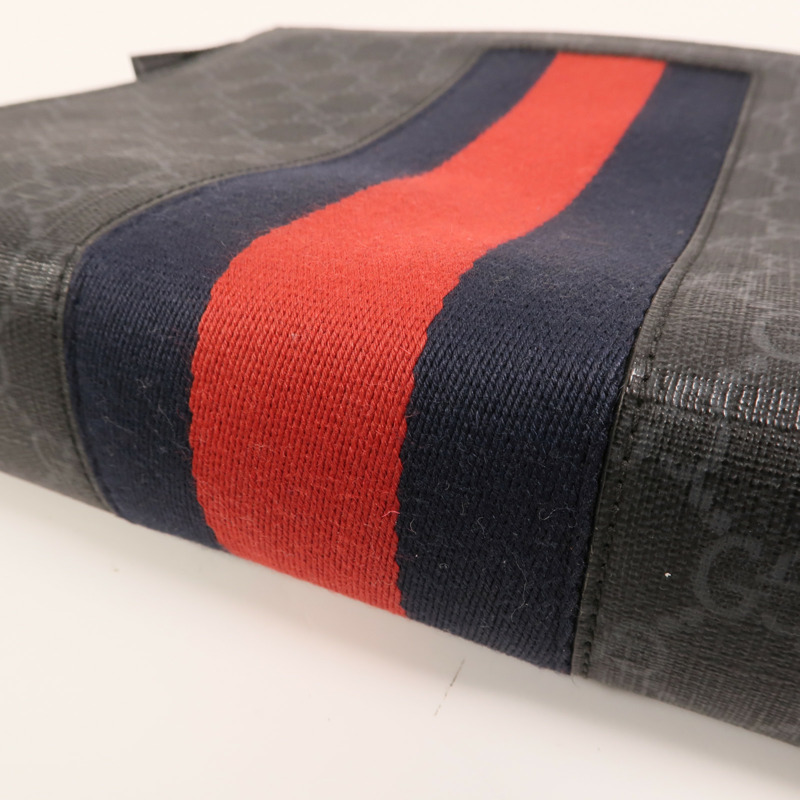 GUCCI GG帆布GG Supreme Web Pouch銀扣手拿包-7
