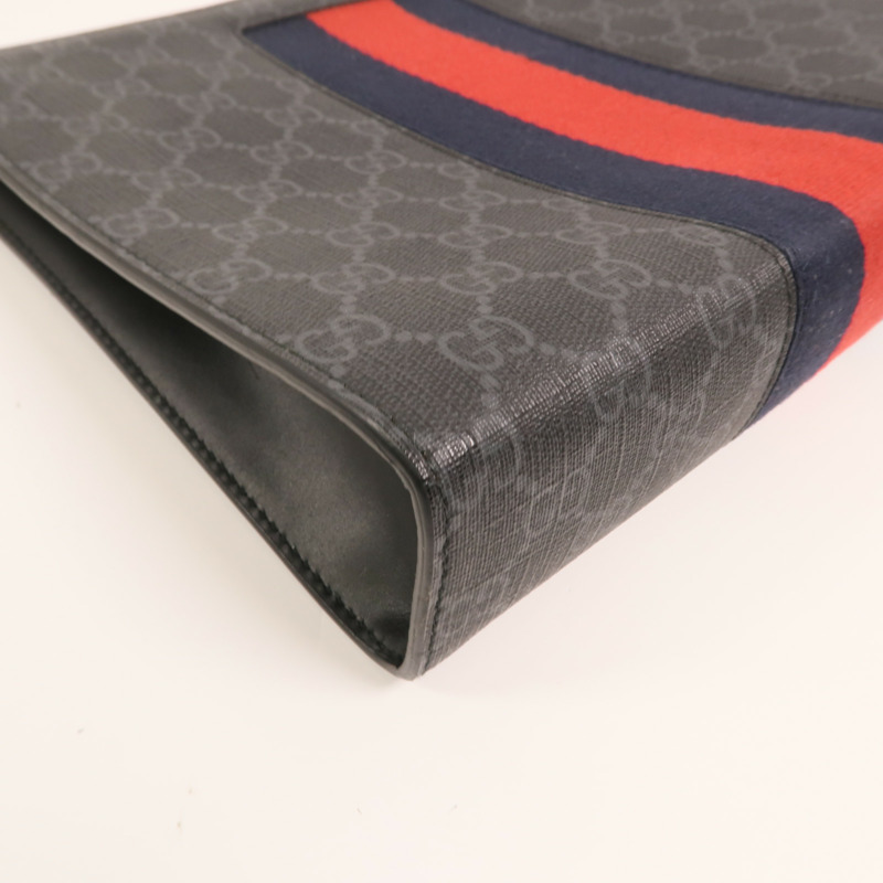 GUCCI GG帆布GG Supreme Web Pouch銀扣手拿包-9