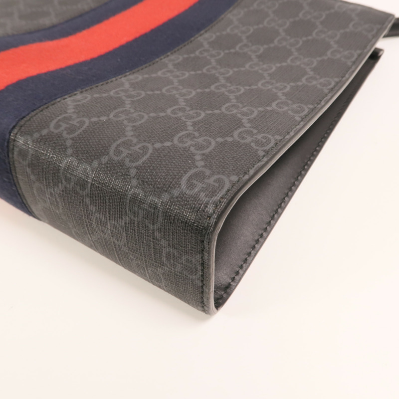 GUCCI GG帆布GG Supreme Web Pouch銀扣手拿包-10