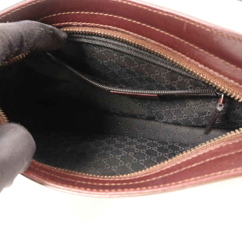 GUCCI 牛皮皮革Shoulder Bag銀扣肩背袋-4