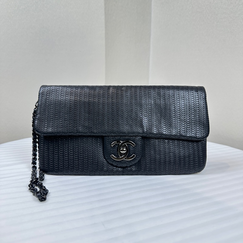 香奈兒/Chanel 黑色水波紋羊皮手拿包25x2x13.5cm-0