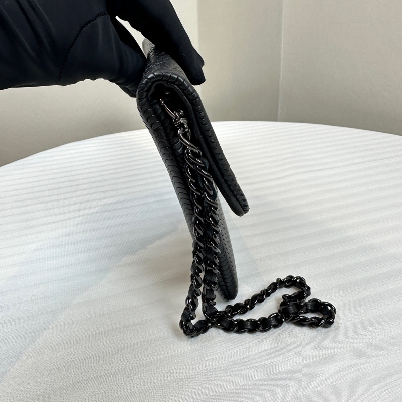 香奈兒/Chanel 黑色水波紋羊皮手拿包25x2x13.5cm-2