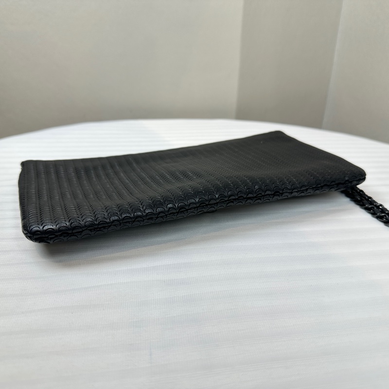 香奈兒/Chanel 黑色水波紋羊皮手拿包25x2x13.5cm-5