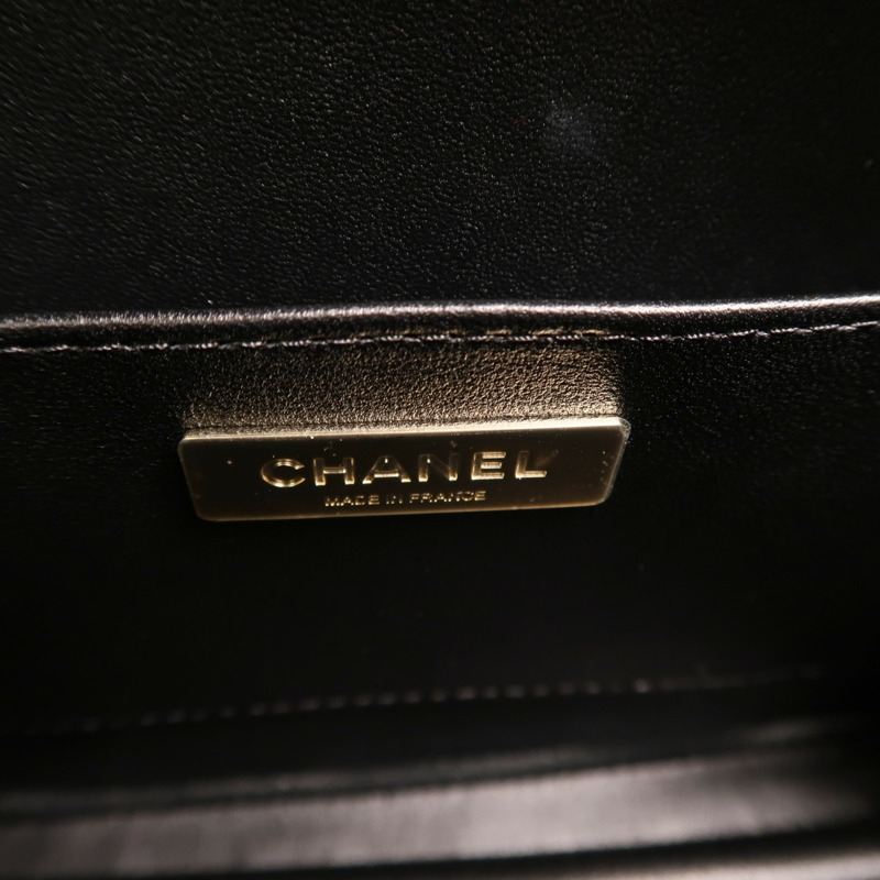 CHANEL 牛皮皮革Chain Shoulder金扣手挽肩背兩用袋-5