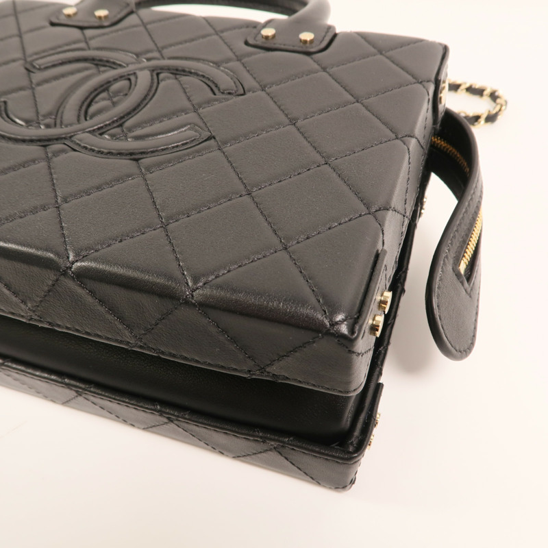 CHANEL 牛皮皮革Chain Shoulder金扣手挽肩背兩用袋-9