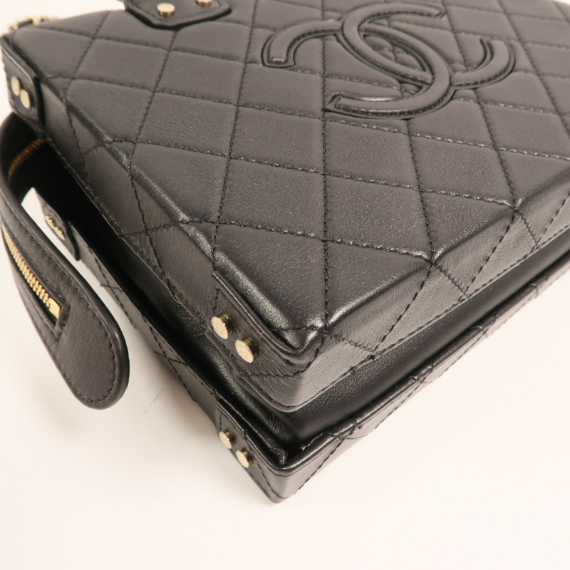 CHANEL 牛皮皮革Chain Shoulder金扣手挽肩背兩用袋-10