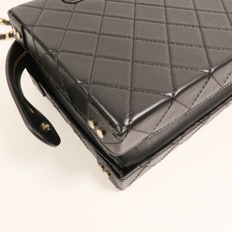 CHANEL 牛皮皮革Chain Shoulder金扣手挽肩背兩用袋-12