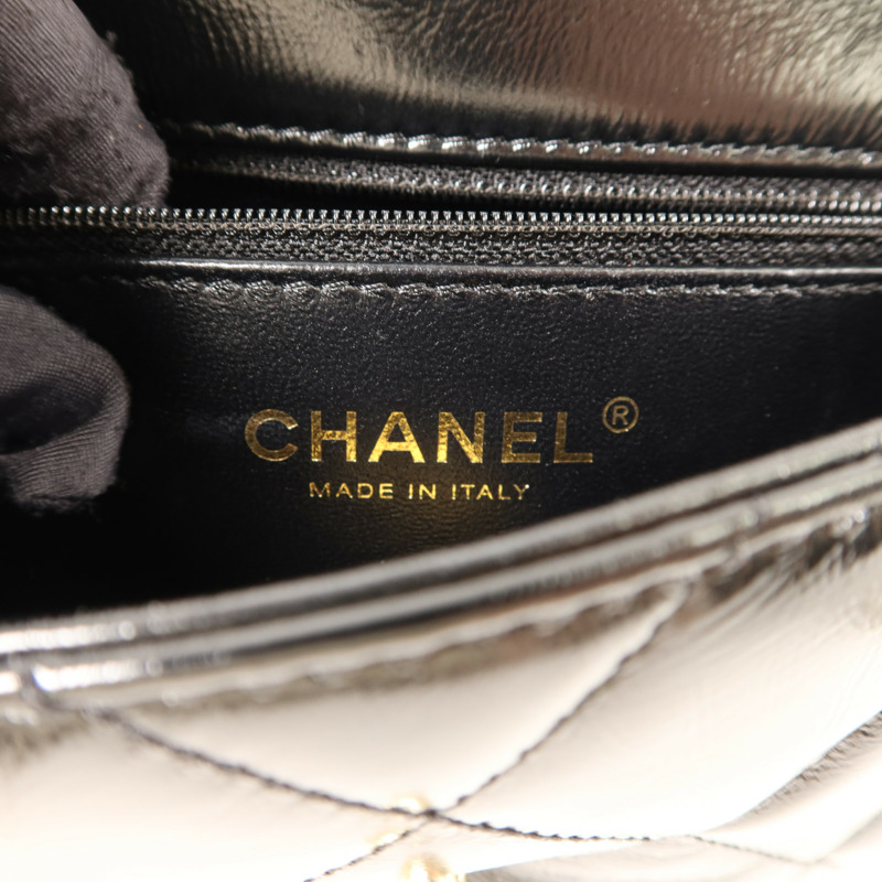 CHANEL 牛皮皮革Mini Flap With Handle金扣鏈帶手挽肩背兩用袋-5