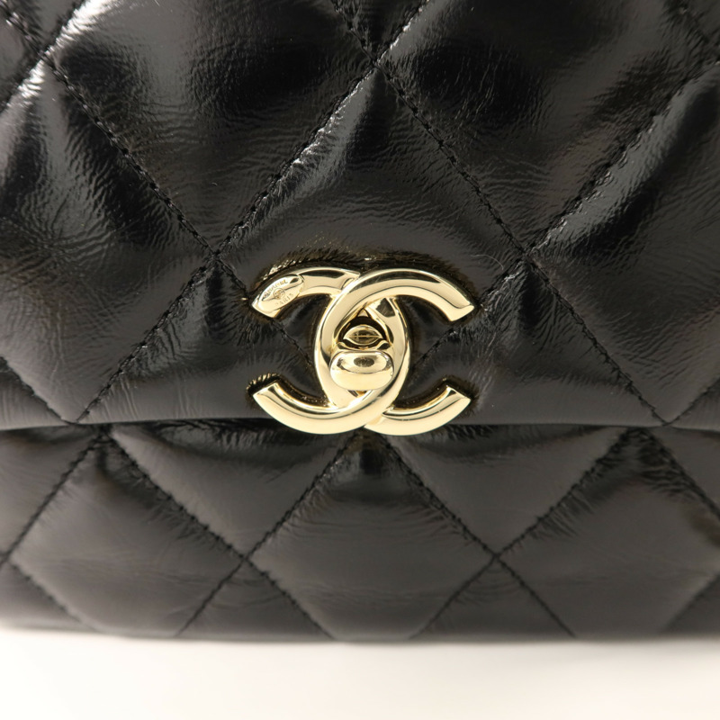 CHANEL 牛皮皮革Mini Flap With Handle金扣鏈帶手挽肩背兩用袋-8