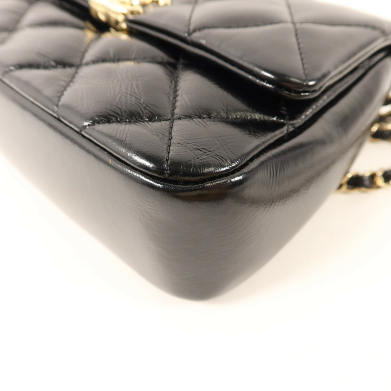 CHANEL 牛皮皮革Mini Flap With Handle金扣鏈帶手挽肩背兩用袋-10