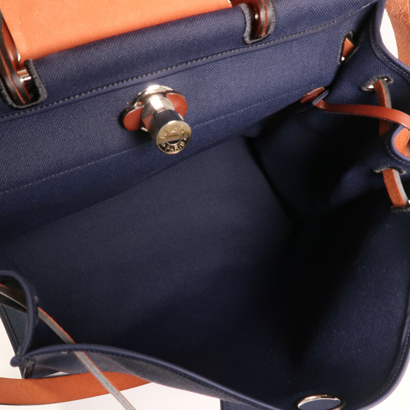 HERMES 帆布Herbag GM銀扣手挽肩背兩用袋-4