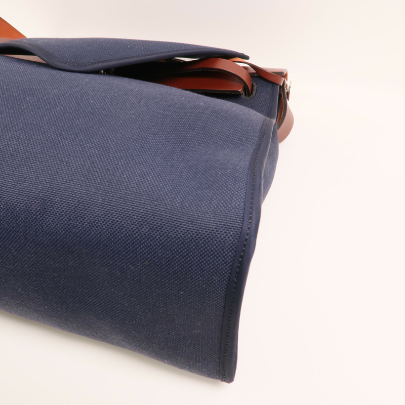 HERMES 帆布Herbag GM銀扣手挽肩背兩用袋-10