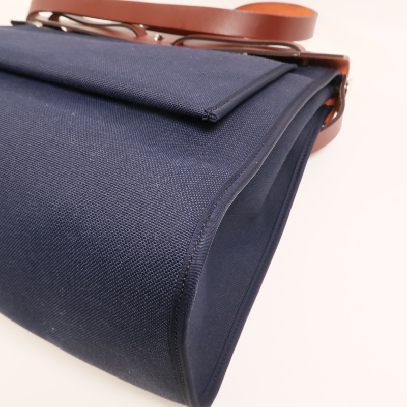 HERMES 帆布Herbag GM銀扣手挽肩背兩用袋-12