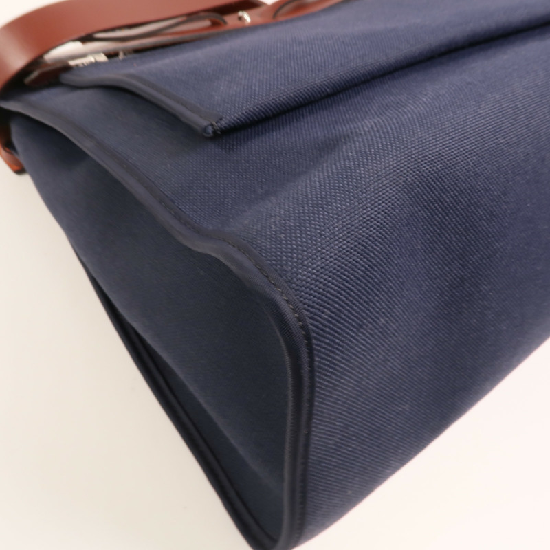 HERMES 帆布Herbag GM銀扣手挽肩背兩用袋-13